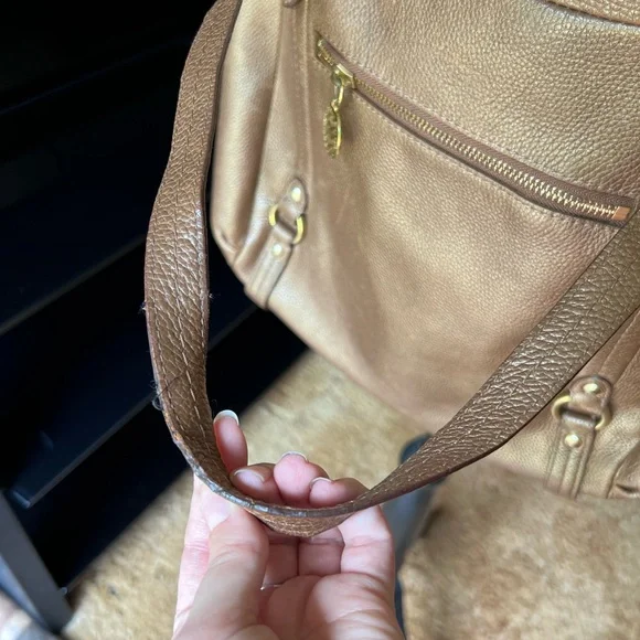 Coach Alexandra F17566 Bronze Pebbled Leather Large Tote Shoulder Bag Brass. - Picture 11 of 17